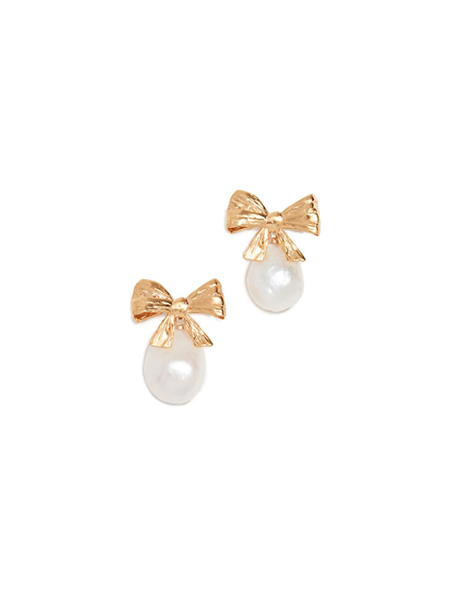 Kate spade bow pearl on sale earrings