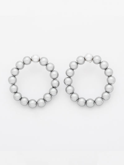 Silver Pearls Statement Hoops
