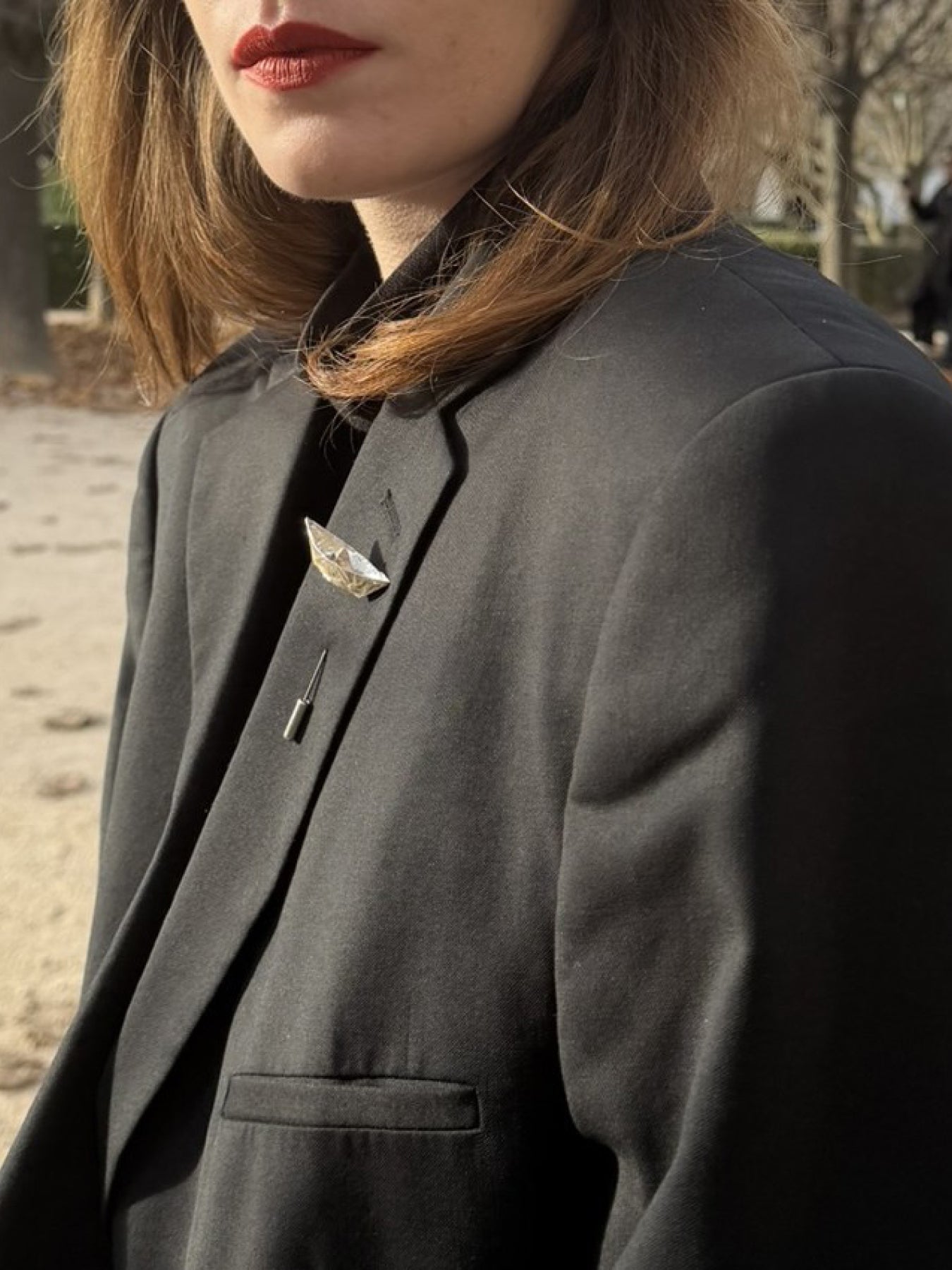 Origami Boat Pin Brooch