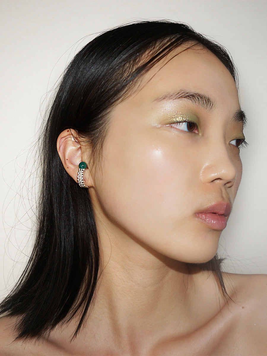 Mizuhiki & Green Agate Earrings