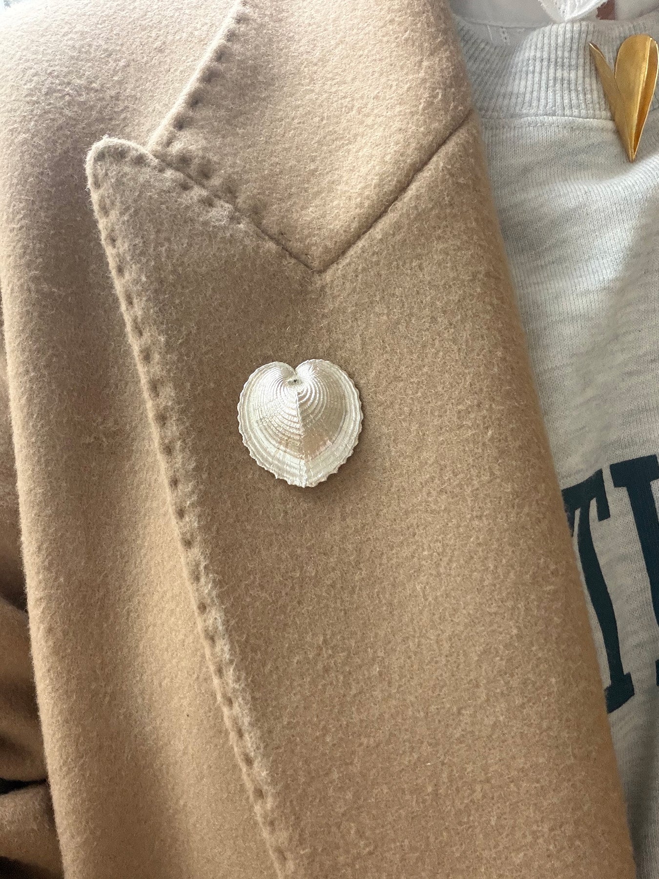 Shell Heartbeat Brooch