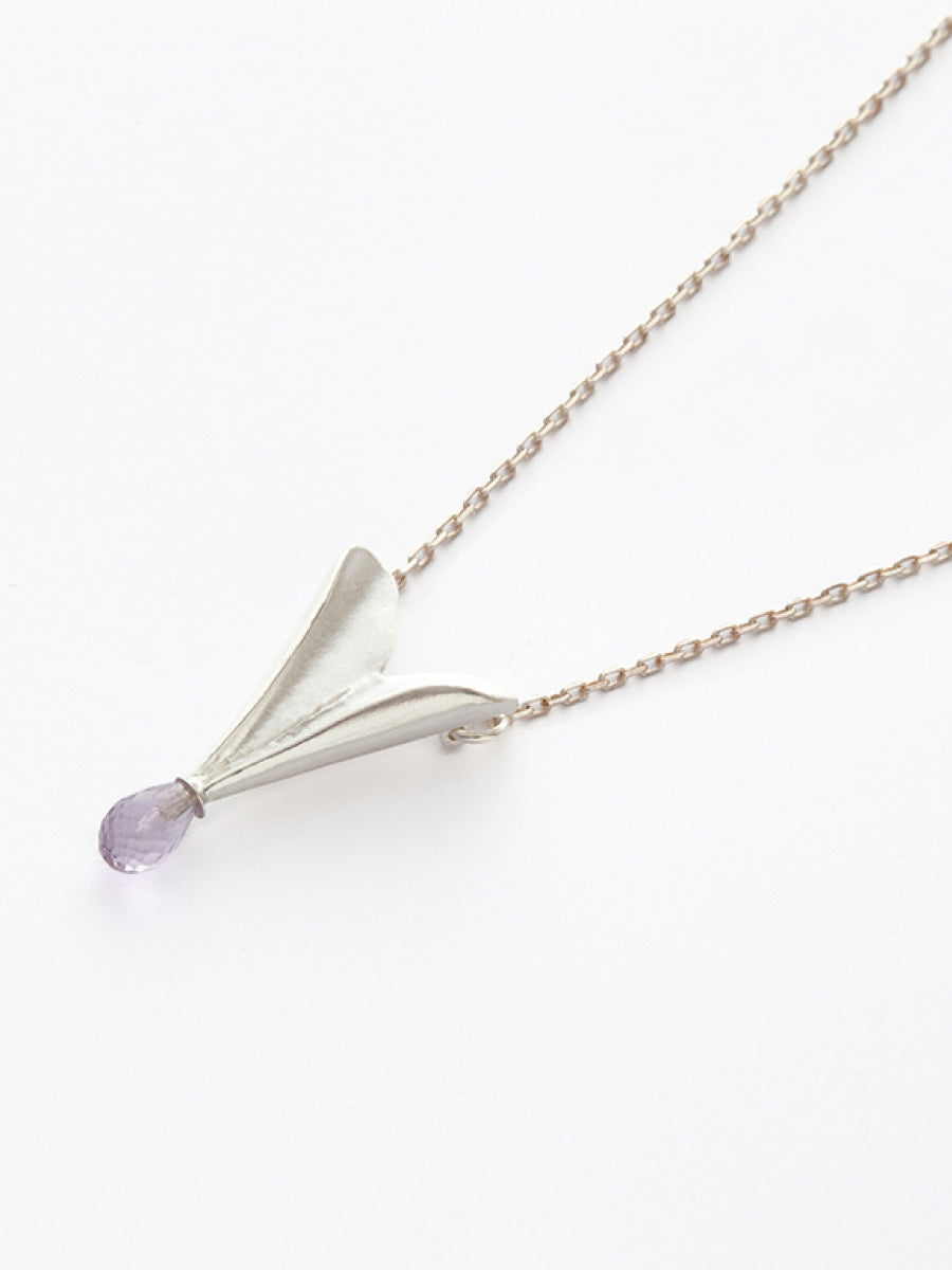 Folded Heart & Purple Amethyst Necklace