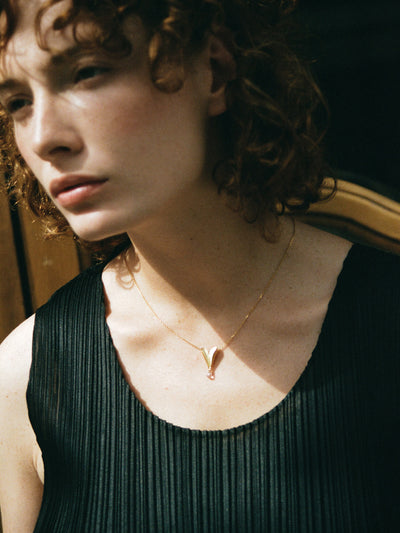 Folded Heart & Rose Quartz Necklace