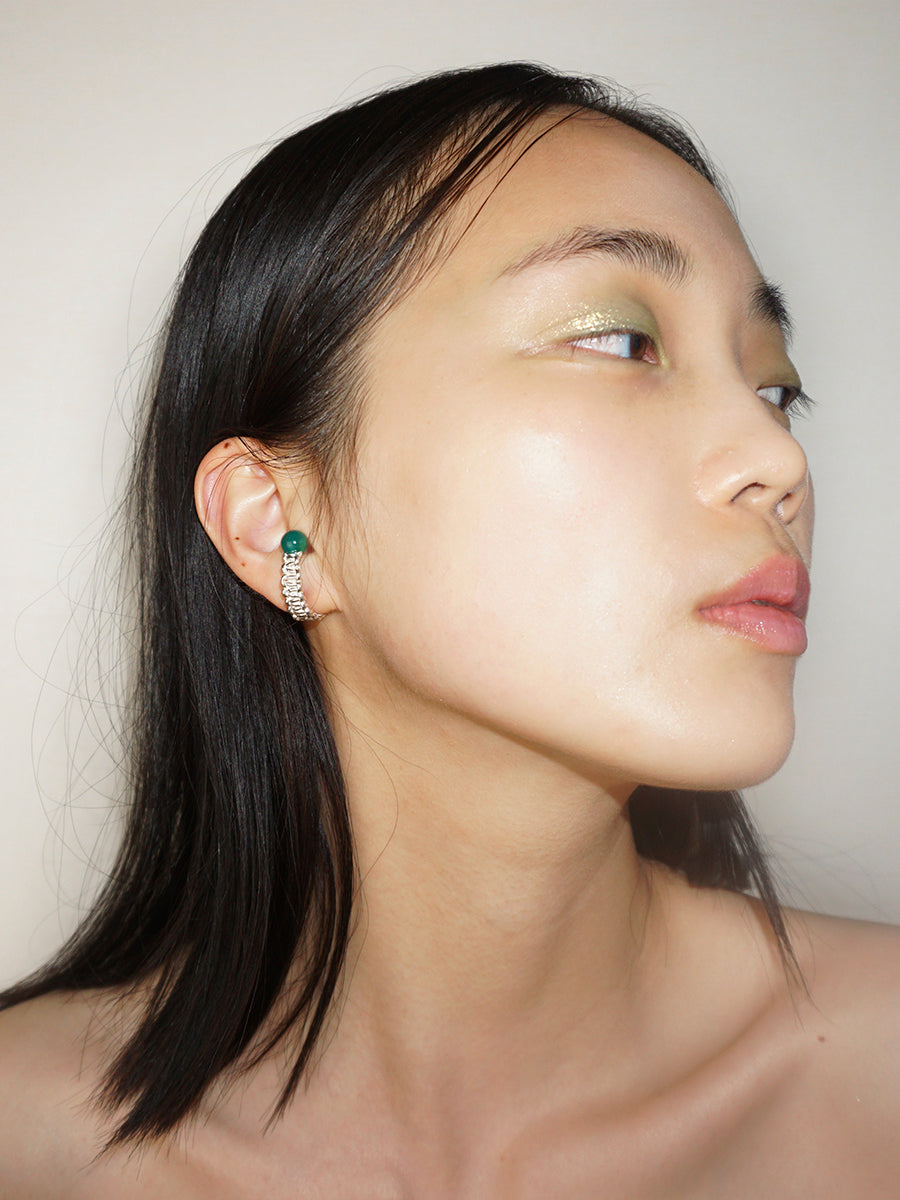 Mizuhiki & Green Agate Earrings