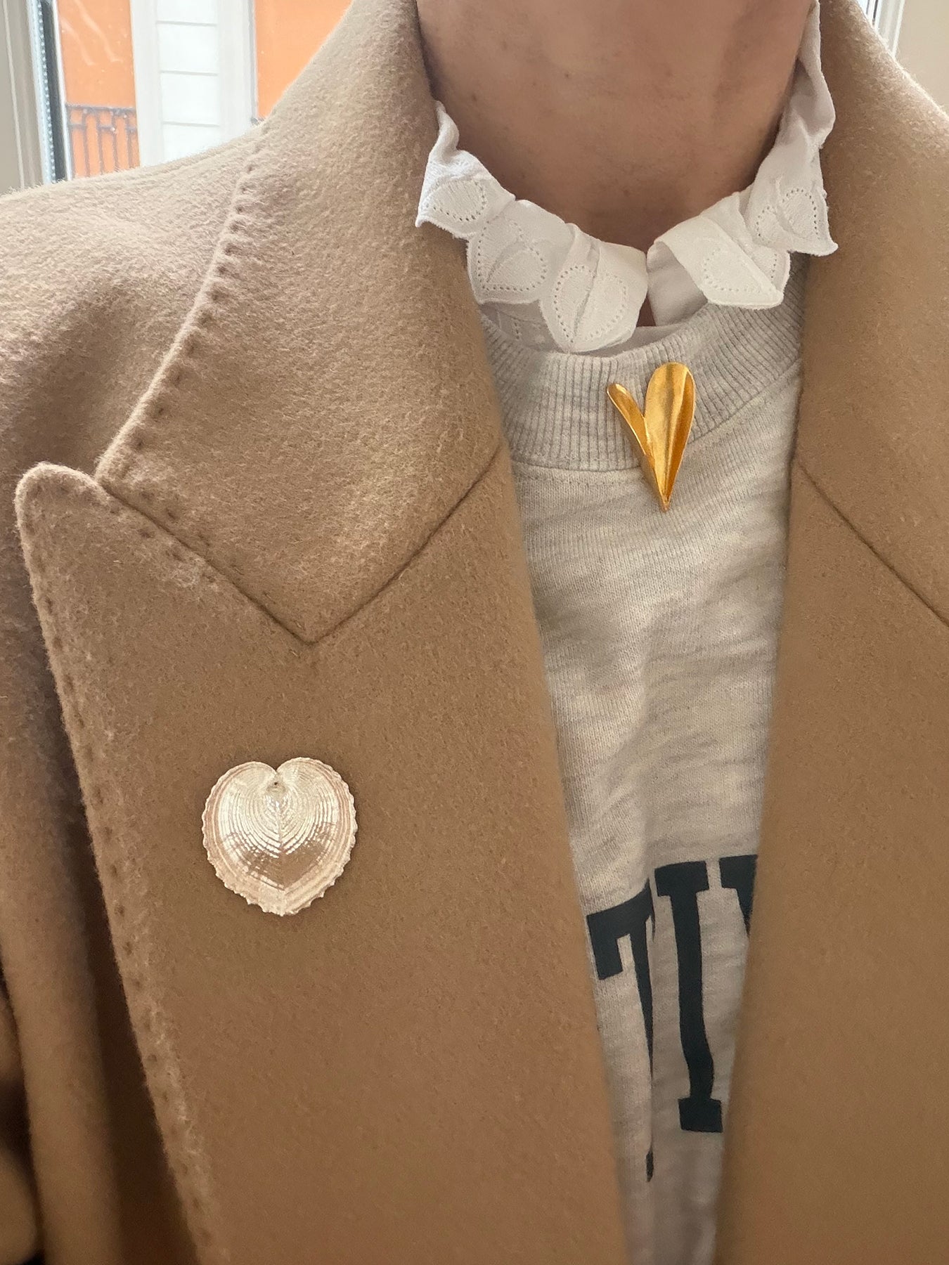 Shell Heartbeat Brooch