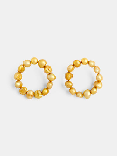 Natural Gold Pearls Hoops