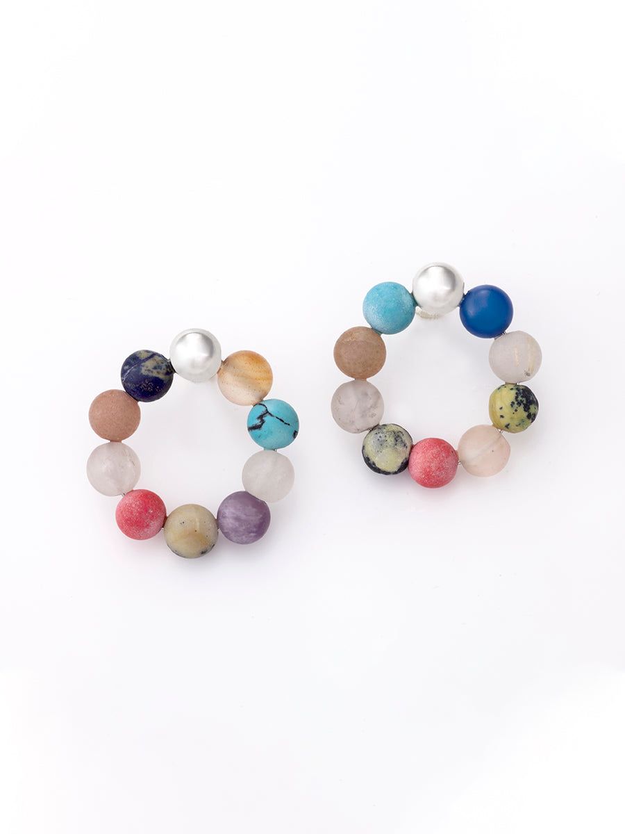 Mixed Matte Beads Colorful Hoops